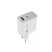 Uniwersalna ładowarka USB Natec RIBERA GaN 45W, 1X USB-A, 1X USB-C, biała
