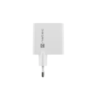 Uniwersalna ładowarka USB Natec RIBERA GaN 45W, 1X USB-A, 1X USB-C, biała