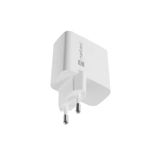Uniwersalna ładowarka USB Natec RIBERA GaN 45W, 1X USB-A, 1X USB-C, biała