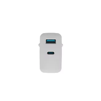 Uniwersalna ładowarka USB Natec RIBERA GaN 45W, 1X USB-A, 1X USB-C, biała