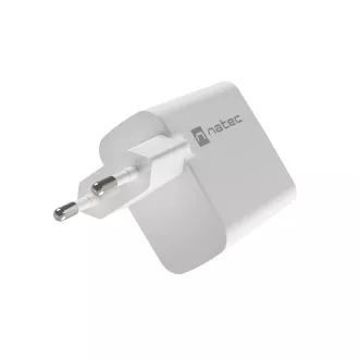Uniwersalna ładowarka USB Natec RIBERA GaN 45W, 1X USB-A, 1X USB-C, biała