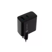 Uniwersalna ładowarka USB Natec RIBERA GaN 45W, 1X USB-A, 1X USB-C, czarna