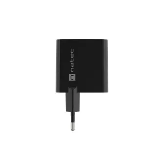 Uniwersalna ładowarka USB Natec RIBERA GaN 45W, 1X USB-A, 1X USB-C, czarna