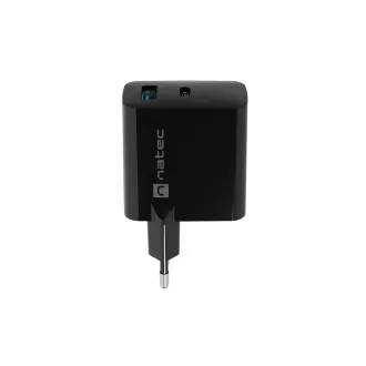 Uniwersalna ładowarka USB Natec RIBERA GaN 45W, 1X USB-A, 1X USB-C, czarna