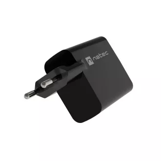 Uniwersalna ładowarka USB Natec RIBERA GaN 45W, 1X USB-A, 1X USB-C, czarna