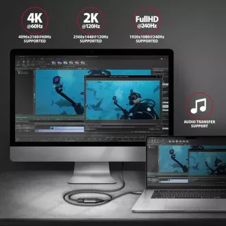 AXAGON RVC-HI2M, reduktor/adapter USB-C -> HDMI 2.0a, 4K/60Hz HDR10