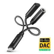 AXAGON ADA-HCPD, USB-C do 3.5mm jack - adapter audio Hi-Res DAC, 384kHz/32bit, stereo, PD 60W 3A