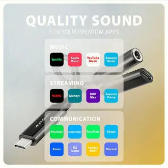 AXAGON ADA-HCPD, USB-C do 3.5mm jack - adapter audio Hi-Res DAC, 384kHz/32bit, stereo, PD 60W 3A