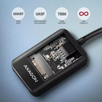 AXAGON ADM2-CM adapter USB-C 10 Gb/s - M.2 NVMe & SATA SSD, kabel USB-C 10 cm