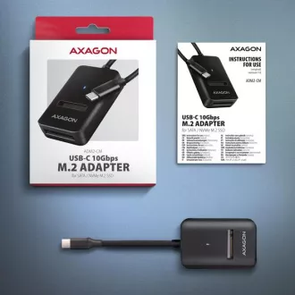 AXAGON ADM2-CM adapter USB-C 10 Gb/s - M.2 NVMe & SATA SSD, kabel USB-C 10 cm