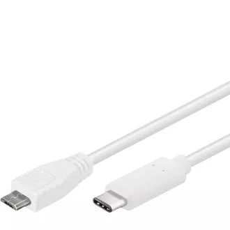 PremiumCord USB-C/męski - USB 2.0 Micro-B/Męski, biały, 0,6 m