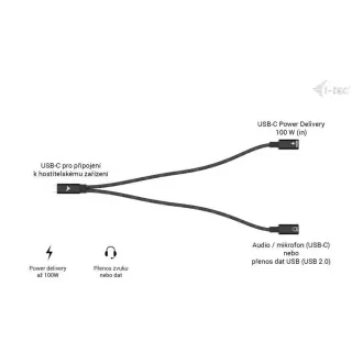 i-tec Rozgałęźnik kabla USB-C Audio/Data, Power Delivery 100W