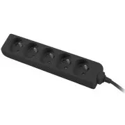 Przedłużacz 230V 3m 5 gniazd, czarny