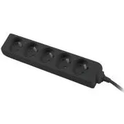 Przedłużacz 230V 3m 5 gniazd, czarny