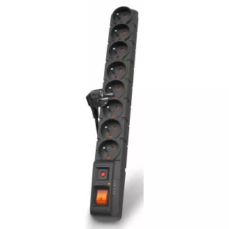 Kabel Acar S8 5m, 8 gniazd, zabezpieczenie przeciwprzepięciowe, czarny
