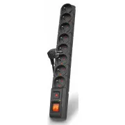Kabel Acar S8 5m, 8 gniazd, zabezpieczenie przeciwprzepięciowe, czarny