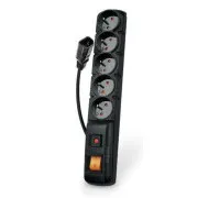 Kabel Acar F5 IEC 5m, 5 gniazd, zabezpieczenie przeciwprzepięciowe, C14 do UPS, czarny