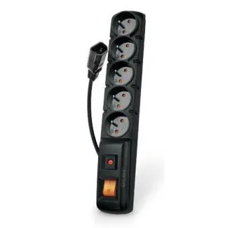 Kabel Acar F5 IEC 5m, 5 gniazd, zabezpieczenie przeciwprzepięciowe, C14 do UPS, czarny