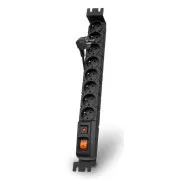 Kabel Acar S8 FA Rack 3m, 8 gniazd, zabezpieczenie przeciwprzepięciowe, do szafy rack, czarny