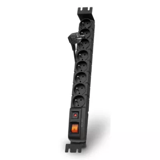 Kabel Acar S8 FA Rack 3m, 8 gniazd, zabezpieczenie przeciwprzepięciowe, do szafy rack, czarny