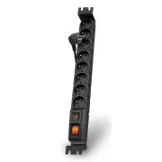 Kabel Acar S8 FA Rack 1,5 m, 8 gniazd, zabezpieczenie przeciwprzepięciowe, do szafy rack, czarny