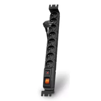 Kabel Acar S8 FA Rack 1,5 m, 8 gniazd, zabezpieczenie przeciwprzepięciowe, do szafy rack, czarny