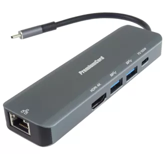 PremiumCord USB-C do HDMI, 2x USB3.2, PD 100W, RJ45