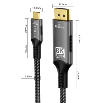 PremiumCord USB-C do DP 1.4, 2 m