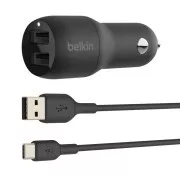 Ładowarka samochodowa BELKIN Dual USB-A 24W   kabel USB-C