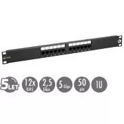 Patch panel 19" Solarix 12 x RJ45 CAT5E UTP 150 MHz czarny 1U SX12-5E-UTP-BK