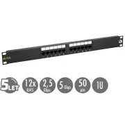 Patch panel 19" Solarix 12 x RJ45 CAT5E UTP 150 MHz czarny 1U SX12-5E-UTP-BK