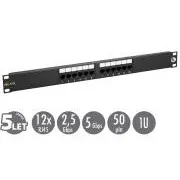 Patch panel 19" Solarix 12 x RJ45 CAT5E UTP 150 MHz czarny 1U SX12-5E-UTP-BK