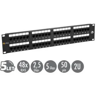 Patch panel 19" Solarix 48 x RJ45 CAT5E UTP 150 MHz czarny 2U SX48-5E-UTP-BK Patch panel 19" Solarix 48 x RJ45 CAT5E UTP 150 MHz czarny 2U SX48-5E-UTP-BK