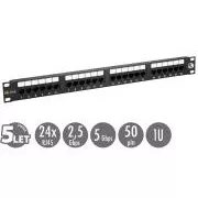 Patch panel 19" Solarix 24 x RJ45 CAT5E UTP 150 MHz czarny 1U SX24-5E-UTP-BK