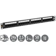 Patch panel 19" Solarix 24 x RJ45 CAT5E UTP 150 MHz czarny 1U SX24-5E-UTP-BK
