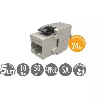 MULTIPACK 24 szt. - samogwintujący keystone Solarix CAT6A STP SXKJ-10G-STP-BK-SA Component Level i 4PPoE