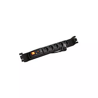 ACAR F5 FA 3m 5 pozycyjny panel zasilania BK ze wspornikami do szyn 19" 1U, ACAR-F5-FA