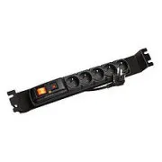 ACAR F5 FA 3m 5 pozycyjny panel zasilania BK ze wspornikami do szyn 19" 1U, ACAR-F5-FA