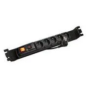 ACAR F5 FA 3m 5 pozycyjny panel zasilania BK ze wspornikami do szyn 19" 1U, ACAR-F5-FA