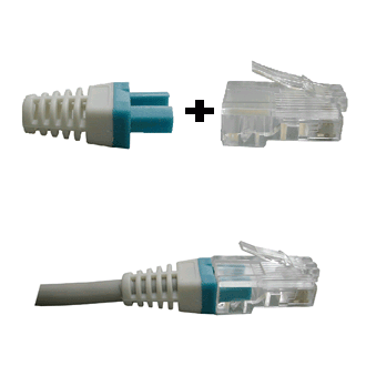 DATACOM Mankiet do złącza RJ 45 niebieski/biały 100 szt.