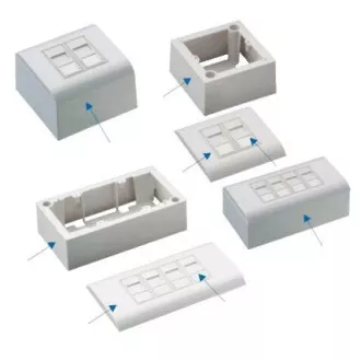 DATACOM Modułowe gniazdo danych UTP CAT5E 4xRJ45 do montażu podtynkowego DATACOM Modułowe gniazdo danych UTP CAT5E 4xRJ45 do montażu podtynkowego