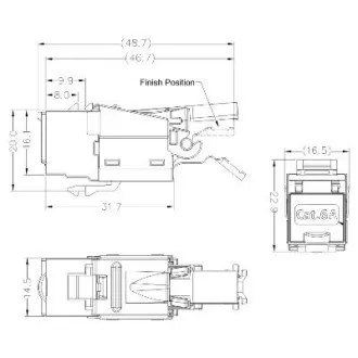 DATACOM STP Keystone 10G RJ45 CAT6A Srebrny DATACOM STP Keystone 10G RJ45 CAT6A Srebrny