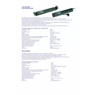 19" Acar 504WF 5x220V-3m czarny zabezpieczenie przełącznika