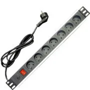 Panel zasilający 19" 7x220V-1,8m PPO Czarny zabezpieczenie wyłącznika 16A