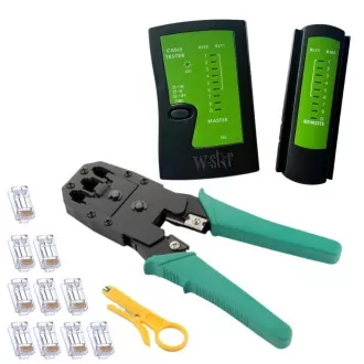 Zestaw narzędzi sieciowych W-Star WS193, tester UTP, szczypce RJ45 RJ11, odbojniki, 10x RJ45
