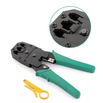 Szczypce do zaciskania W-star RJ45 UNI - proste RJ11/12/45, ściągacz izolacji, WS315E