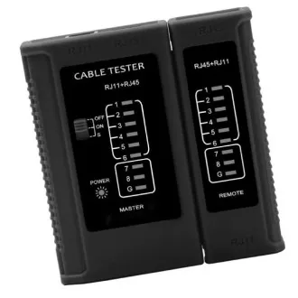 Tester skrętki W-Star WS468BK, RJ45, RJ11, STP, Cat5e, Cat7, cały czarny