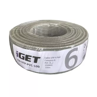 Kabel instalacyjny iGET CAT6 UTP PVC Eca 100m/pudełko, kabel przewodowy, klasa reakcji na ogień Eca