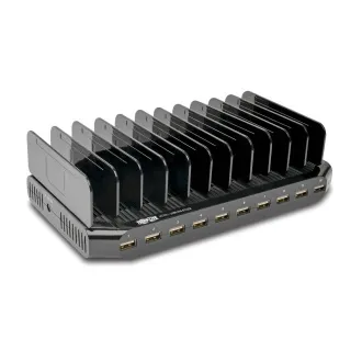 Stacja ładująca USB z miejscem do przechowywania, wyjście 10x 12V, 8A, 96W, kabel zasilający Schuko