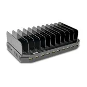 Stacja ładująca USB z miejscem do przechowywania, wyjście 10x 12V, 8A, 96W, kabel zasilający Schuko